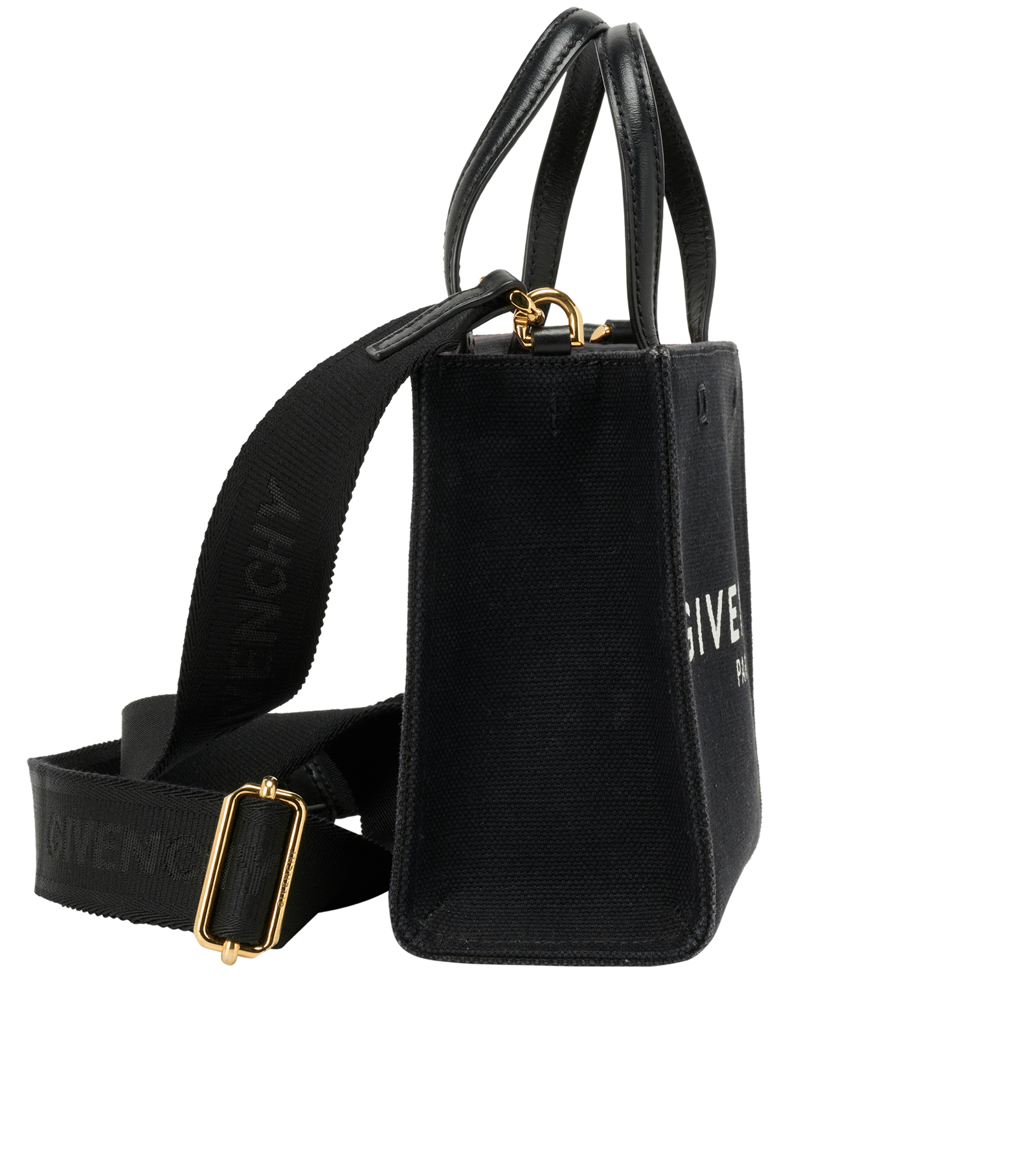 Mini G Tote, &pound;450, Handbags, Black, Canvas, Side view